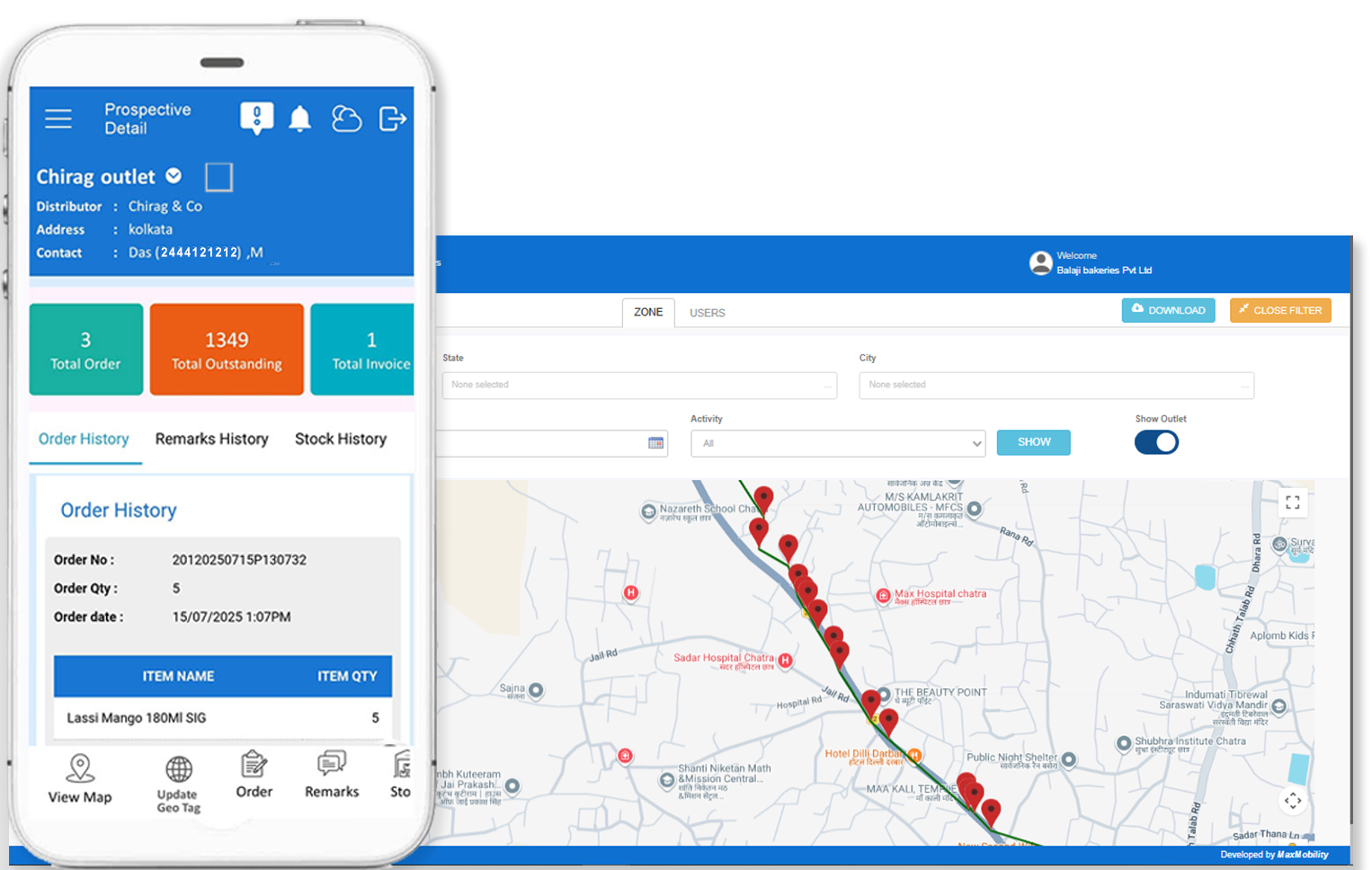 Real-time GPS tracking — live field map with rep locations and route status