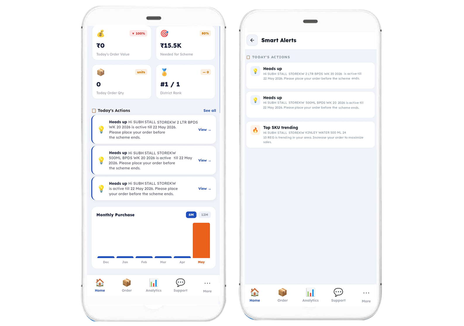 News, updates and communications — in-app banners and dealer announcements