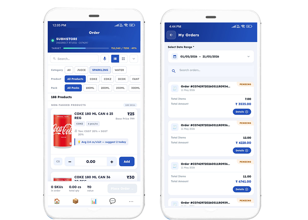 Order placement and tracking — dealer app catalogue and fulfilment status